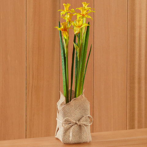 Burlap-Wrapped Faux Daffodils, 14.5"