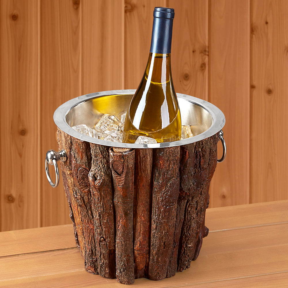 Log Cabin Wood Accented Wine Chiller