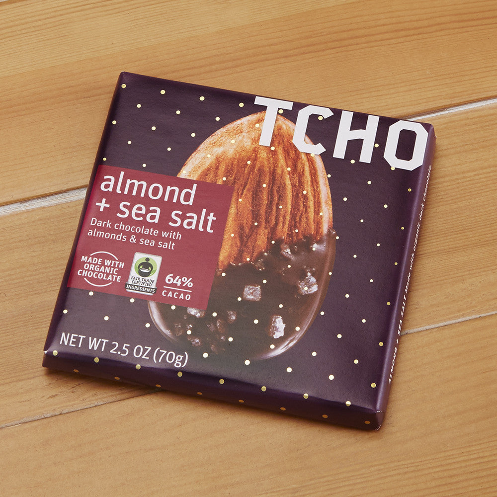 TCHO Dark Chocolate "Almond + Sea Salt" Bar, 2.5 oz