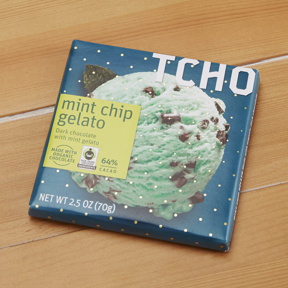 TCHO Dark Chocolate "Mint Chip Gelato" Bar, 2.5 oz