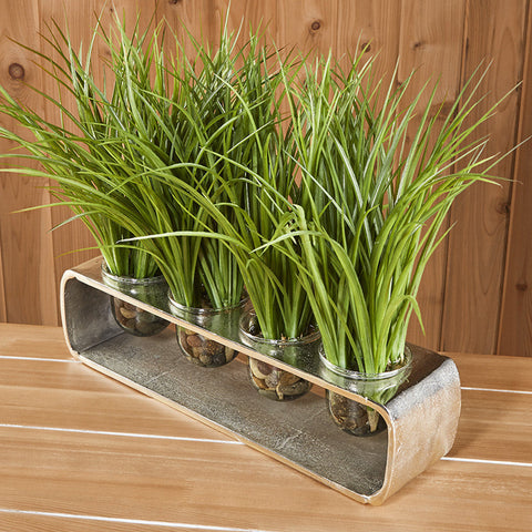 Grass in Metal Loft Vase