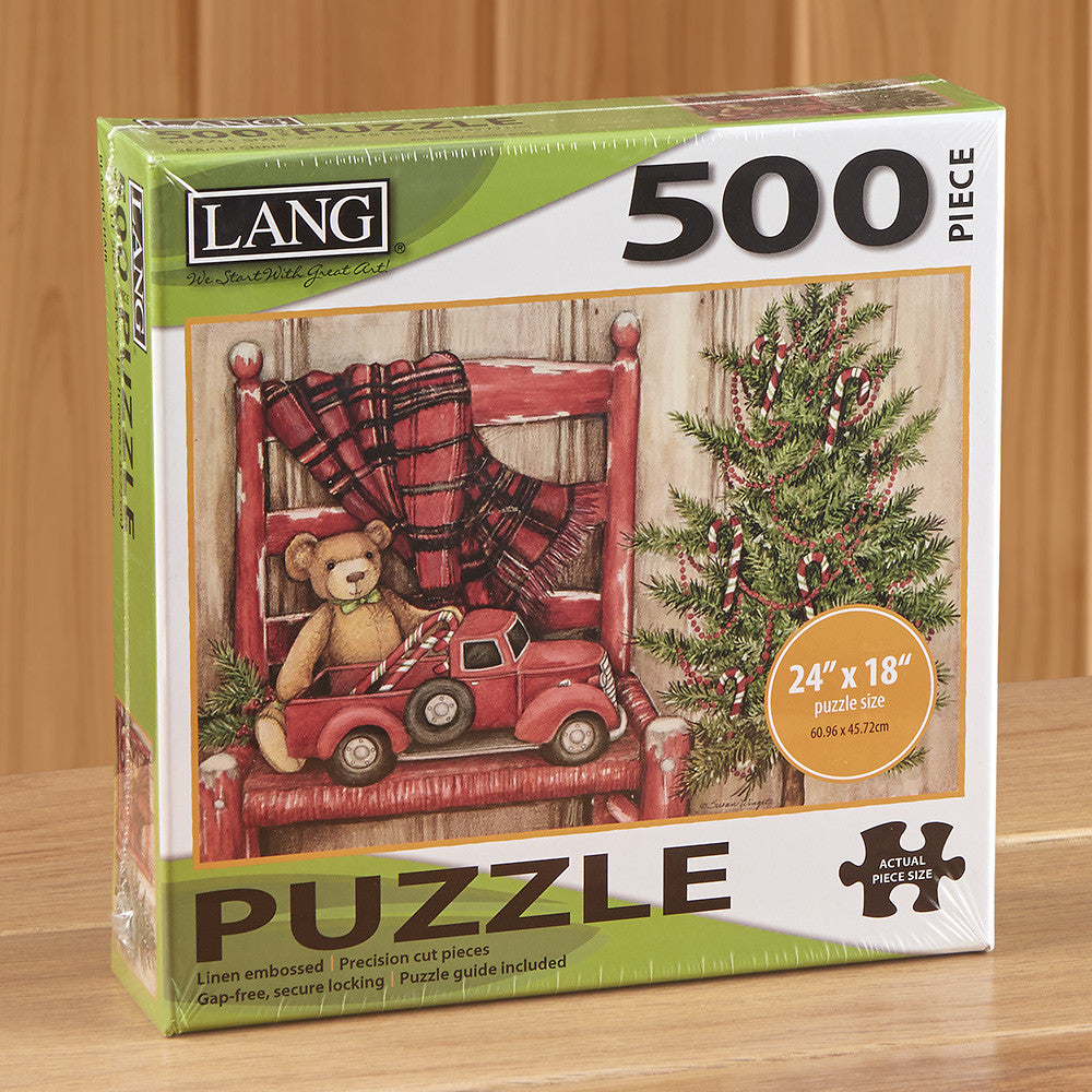 500 Piece Fine Art Holiday Jigsaw Puzzle, "Bear in Chair" by Susan Winget