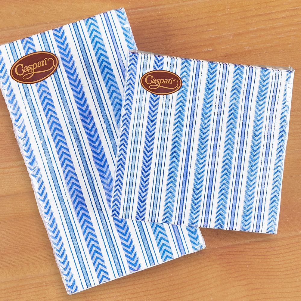 Caspari Paper Napkins & Guest Towels, Carmen Stripe Blue