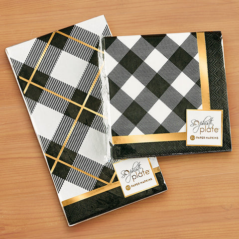 Sophistiplate Paper Napkins & Guest Towels, Black Buffalo Check