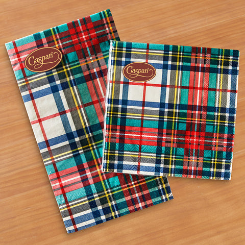 Caspari Paper Napkins & Guest Towels, Dress Stewart Tartan Plaid