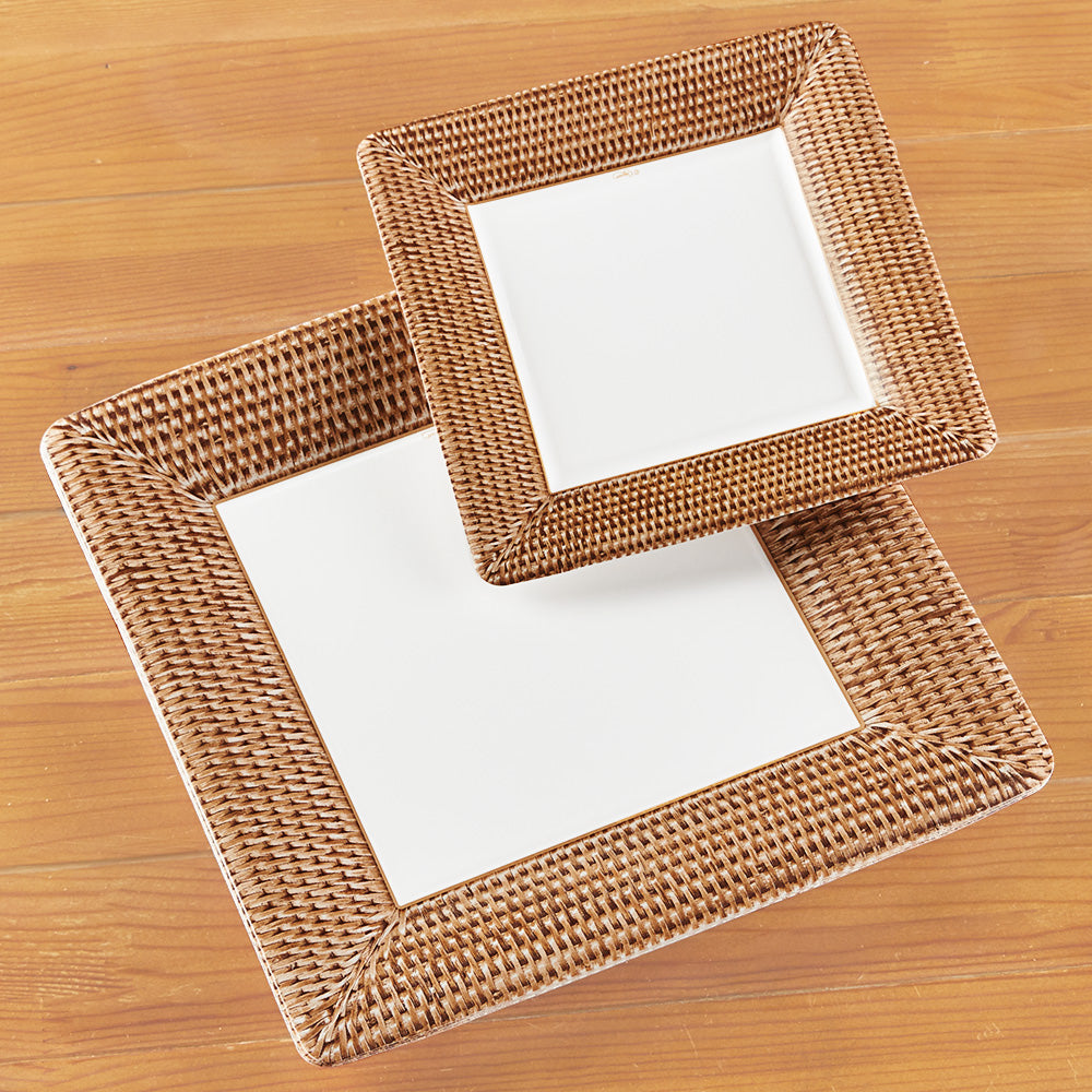 Caspari Square Paper Plates - Rattan
