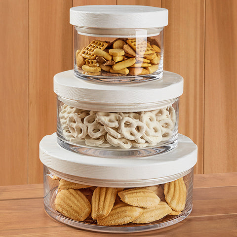 etúHOME Wood Top Glass Canister