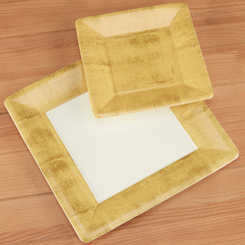 Caspari Square Paper Plates - Gold Leaf
