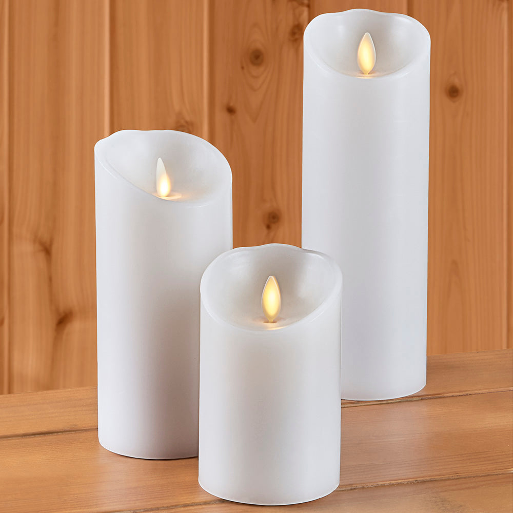 Luminara Unscented Flameless Pillar Candle, White