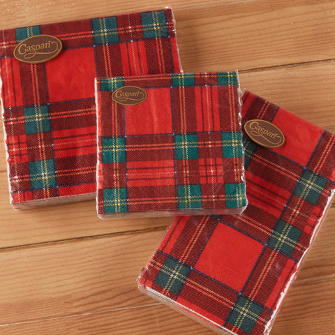 Caspari Paper Napkins & Guest Towels - Royal Plaid