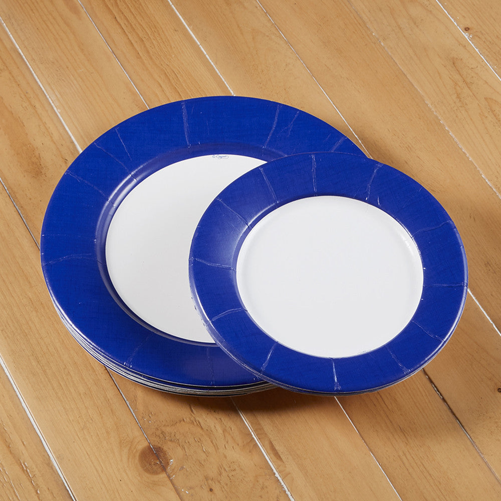 Caspari Linen Paper Plates - Marine Blue