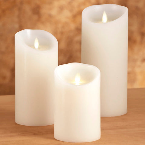 Luminara Vanilla Scented Flameless Pillar Candle, Ivory